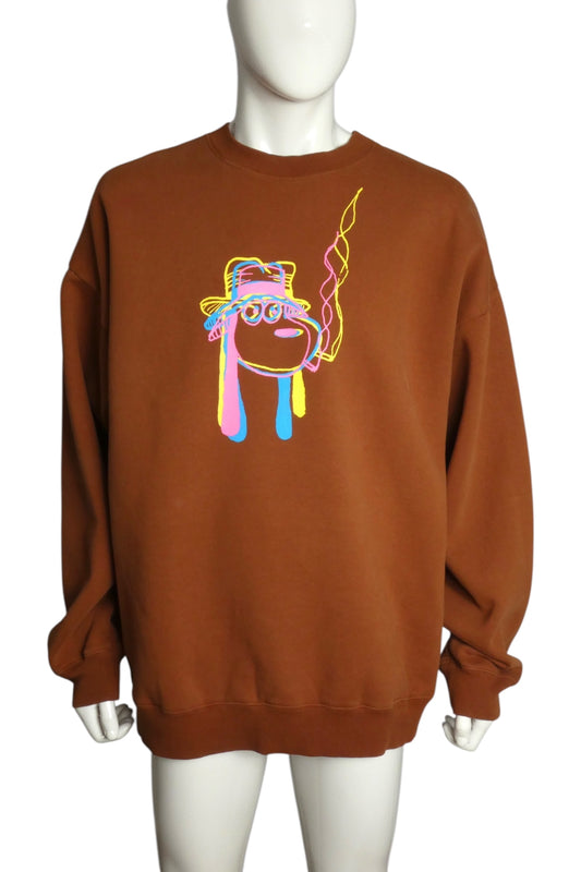 FUCKING AWESOME- Brown Cotton Graphic Sweatshirt, Size 2XL