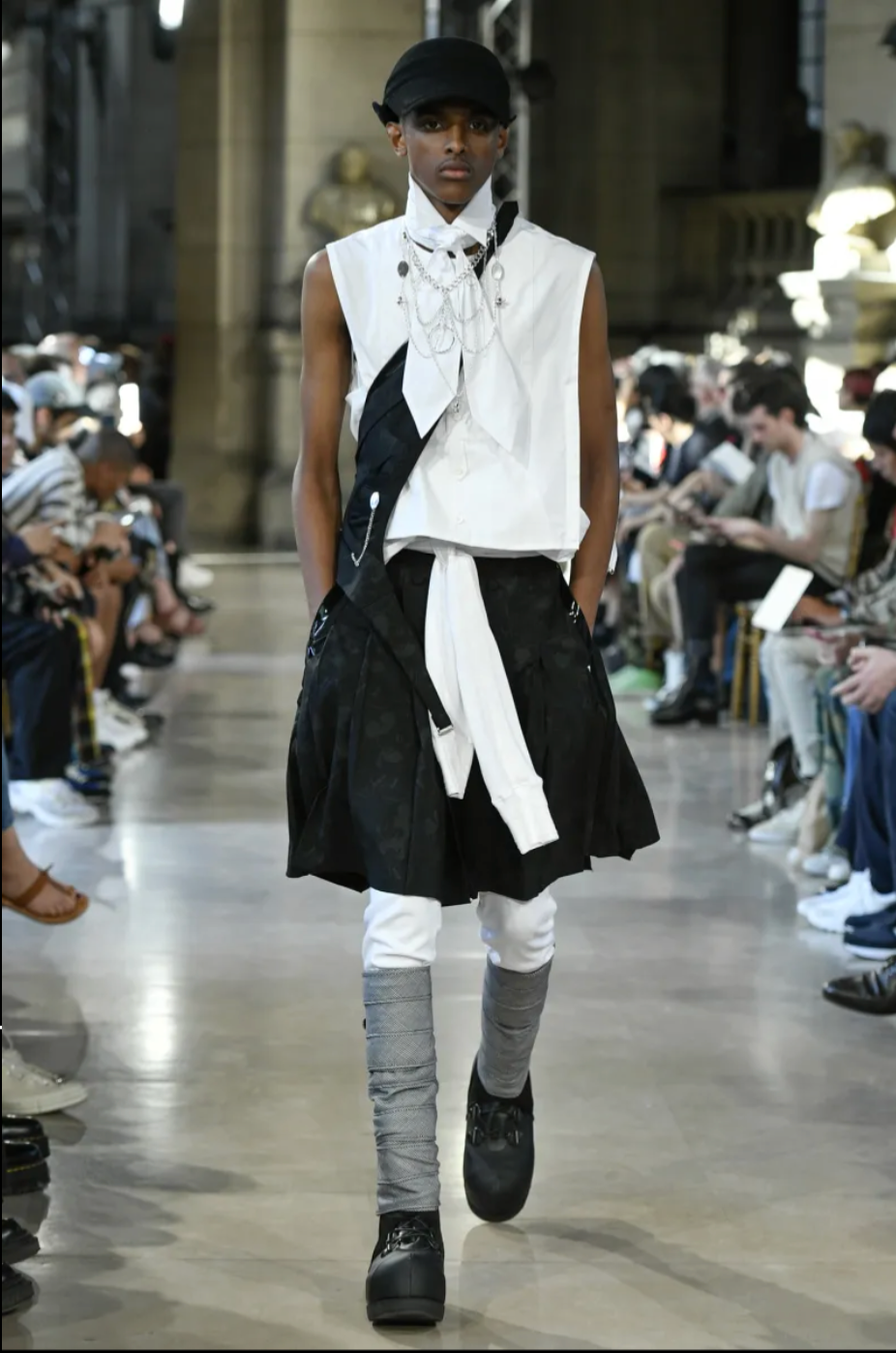 TAKAHIROMIYASHITA THE SOLOIST- 2020 Black Cotton Mickey Mouse Kilt, Size Small