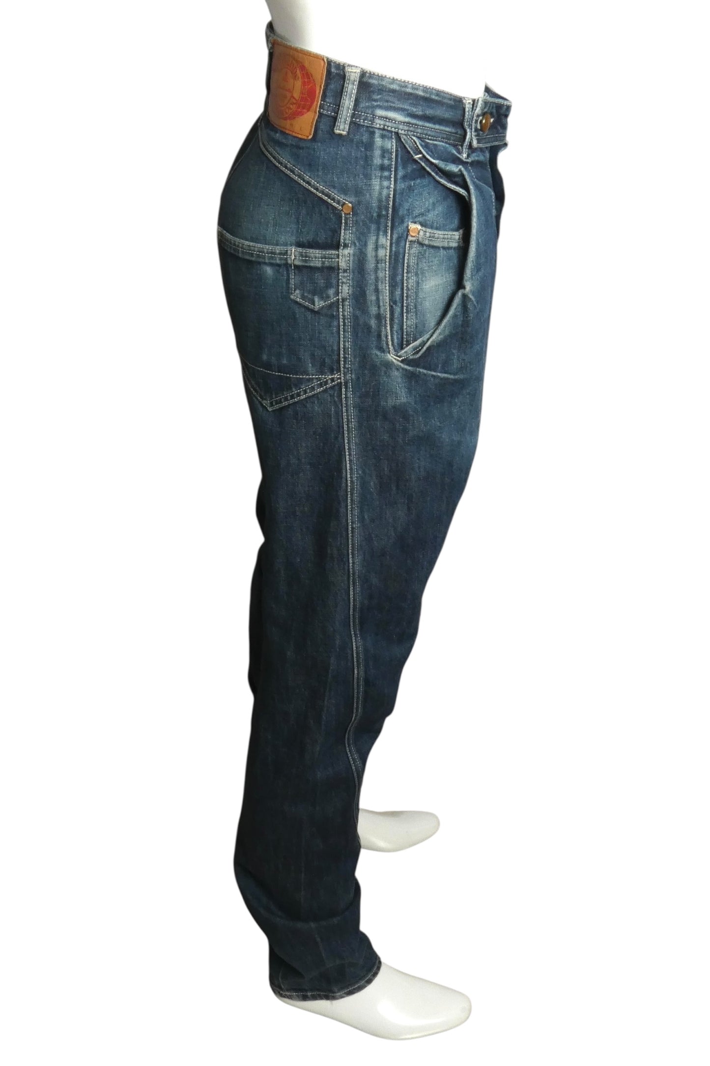 VIVIENNE WESTWOOD- Button-Fly Distressed Denim Jeans, Waist-34"