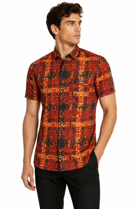 2015 Printed Cotton S/S Shirt, Size Medium