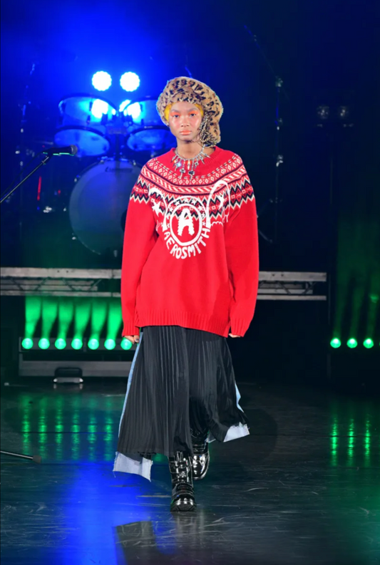 JUNYA WATANABE- 2021 "Aerosmith" Red Wool Sweater, Size Small