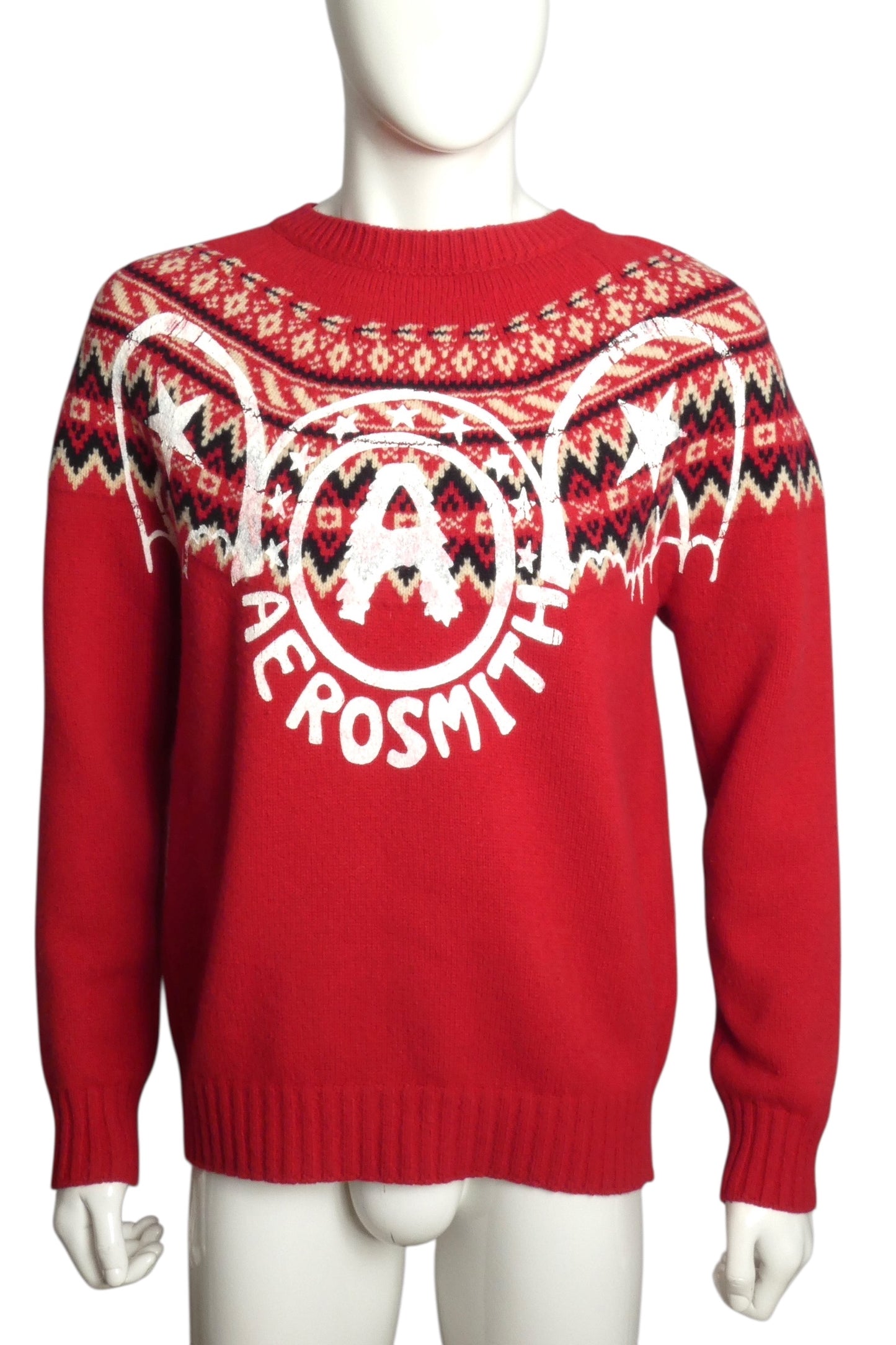 JUNYA WATANABE- 2021 "Aerosmith" Red Wool Sweater, Size Small