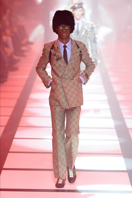 GUCCI- NWT 2022 Wool Brocade Horsebit Trousers, Waist 32