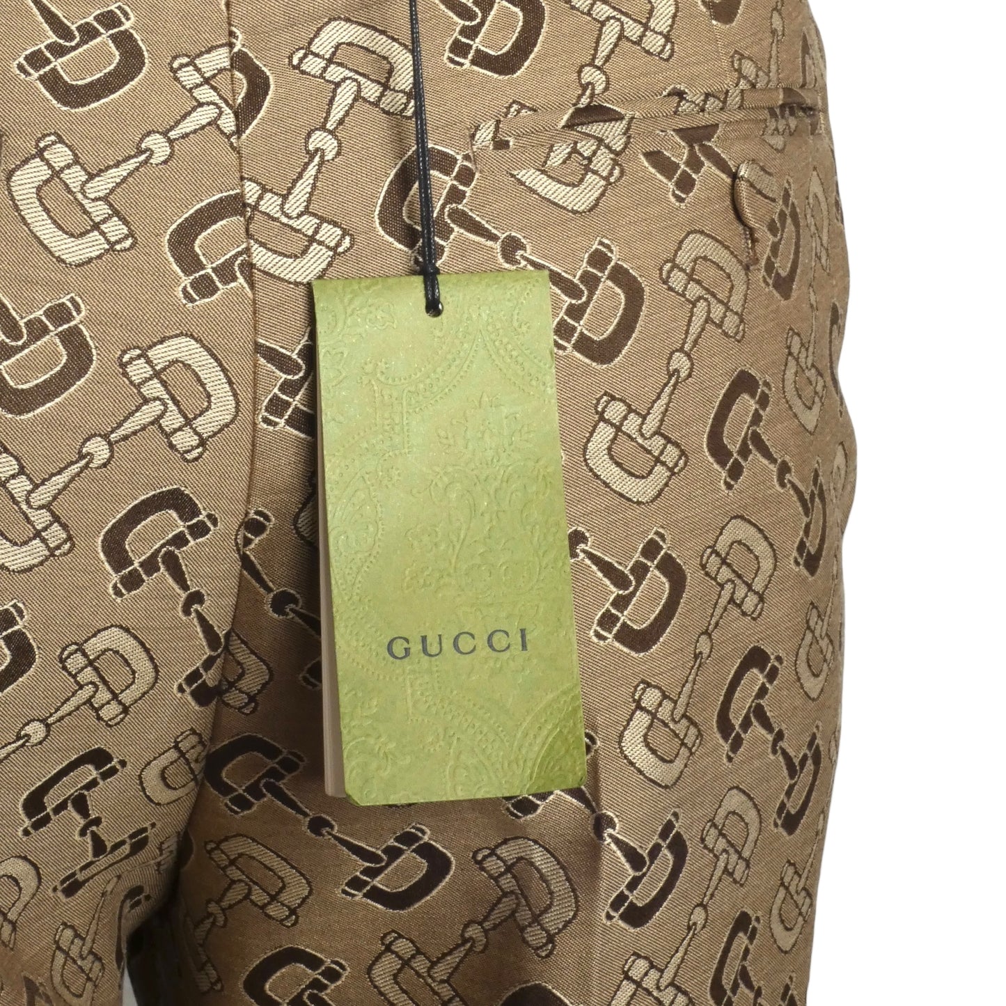 GUCCI- NWT 2022 Wool Brocade Horsebit Trousers, Waist 32