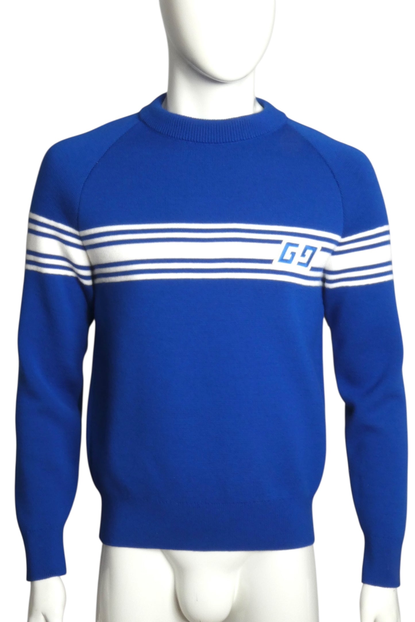 GUCCI- NWT 2024 Blue & White Stripe Sweater, Size Small