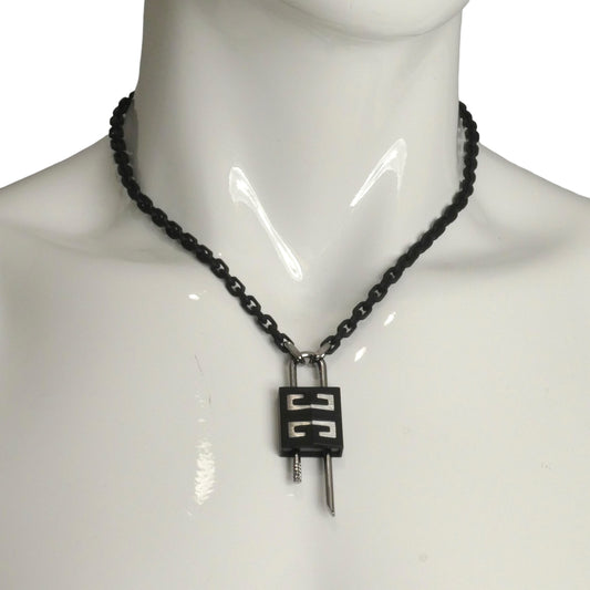 GIVENCHY- NIB Black 4G Padlock Pendant Necklace