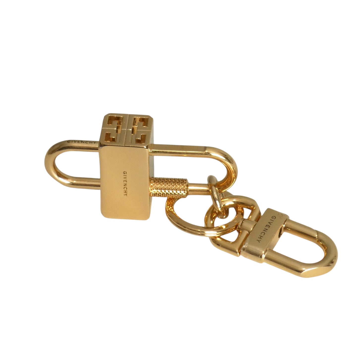 GIVENCHY- NIB Gold "U" Padlock Key Chain