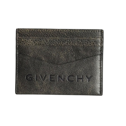 GIVENCHY- Grey Distressed Leather Credit Card Holder