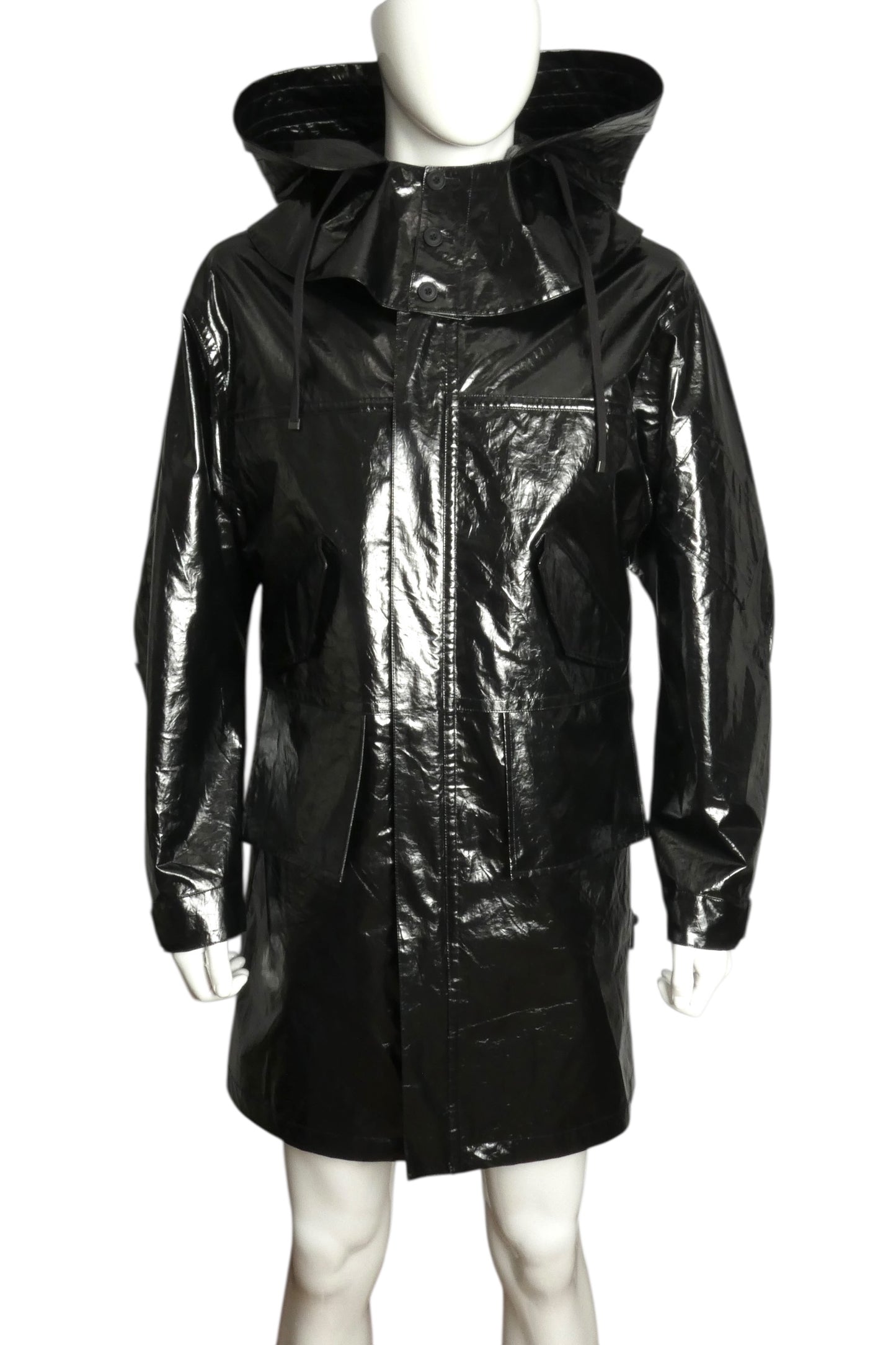 PVC Hooded Raincoat, Size Medium