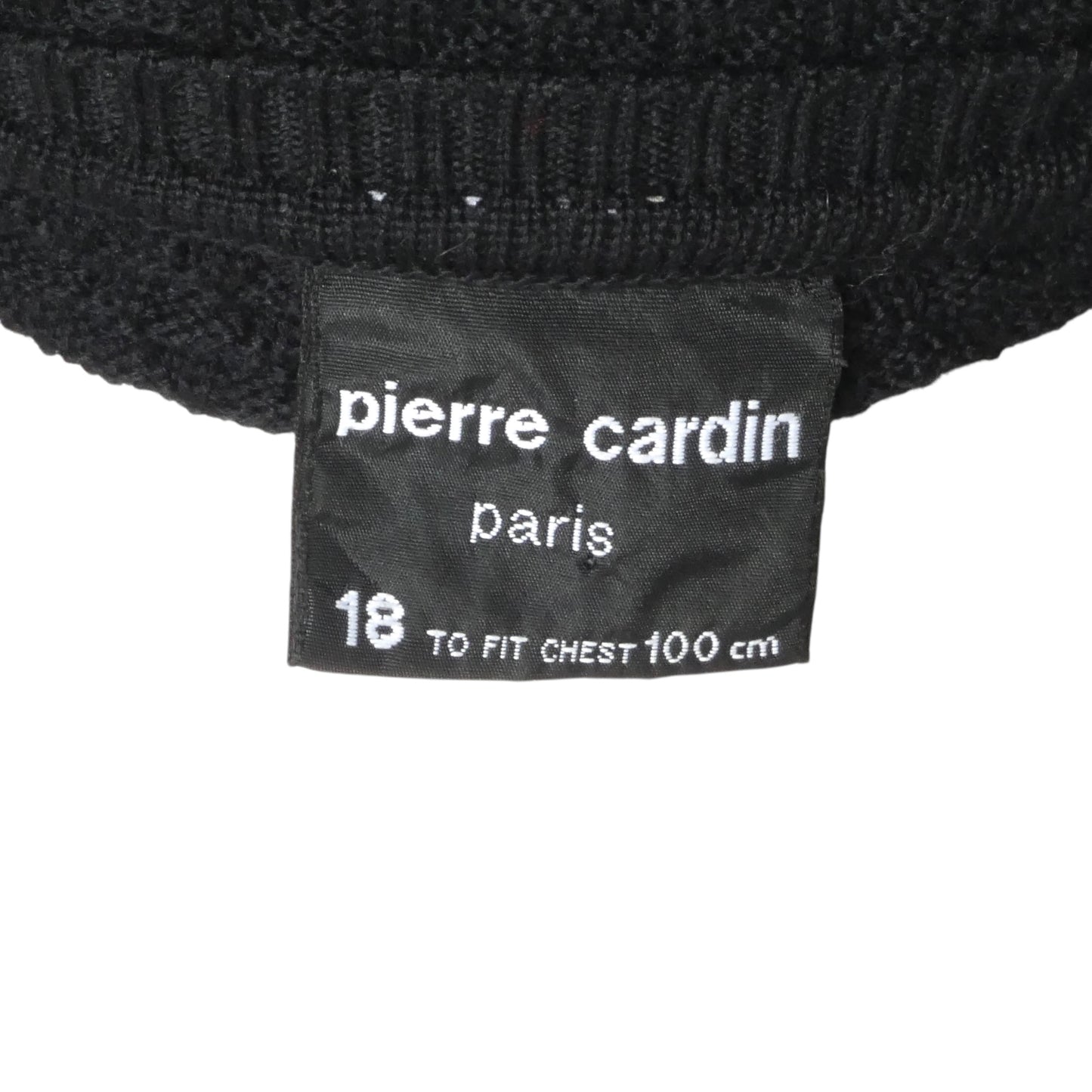 PIERRE CARDIN- 1980s Black Wool & Leather Sweater, Size Large