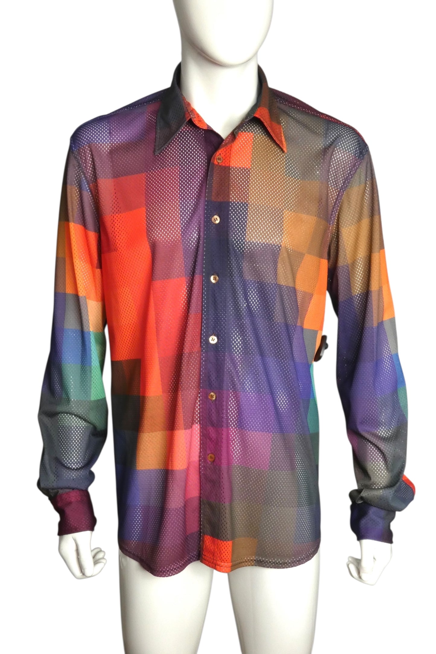 MOSCHINO JEANS- 1990s Multi Color L/S Shirt, Size 2XL