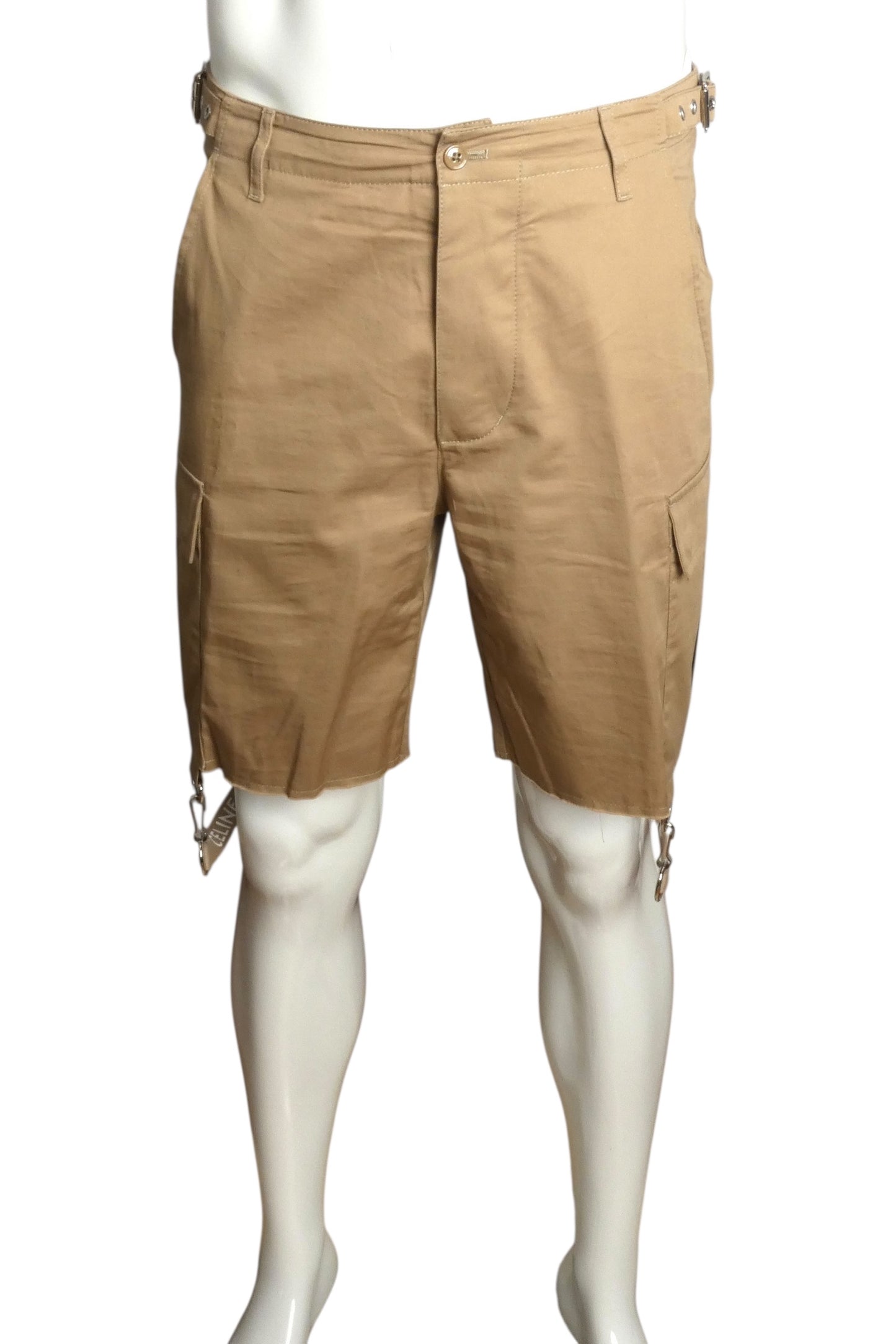 CELINE- Khaki Cotton Cargo Shorts, Waist-32