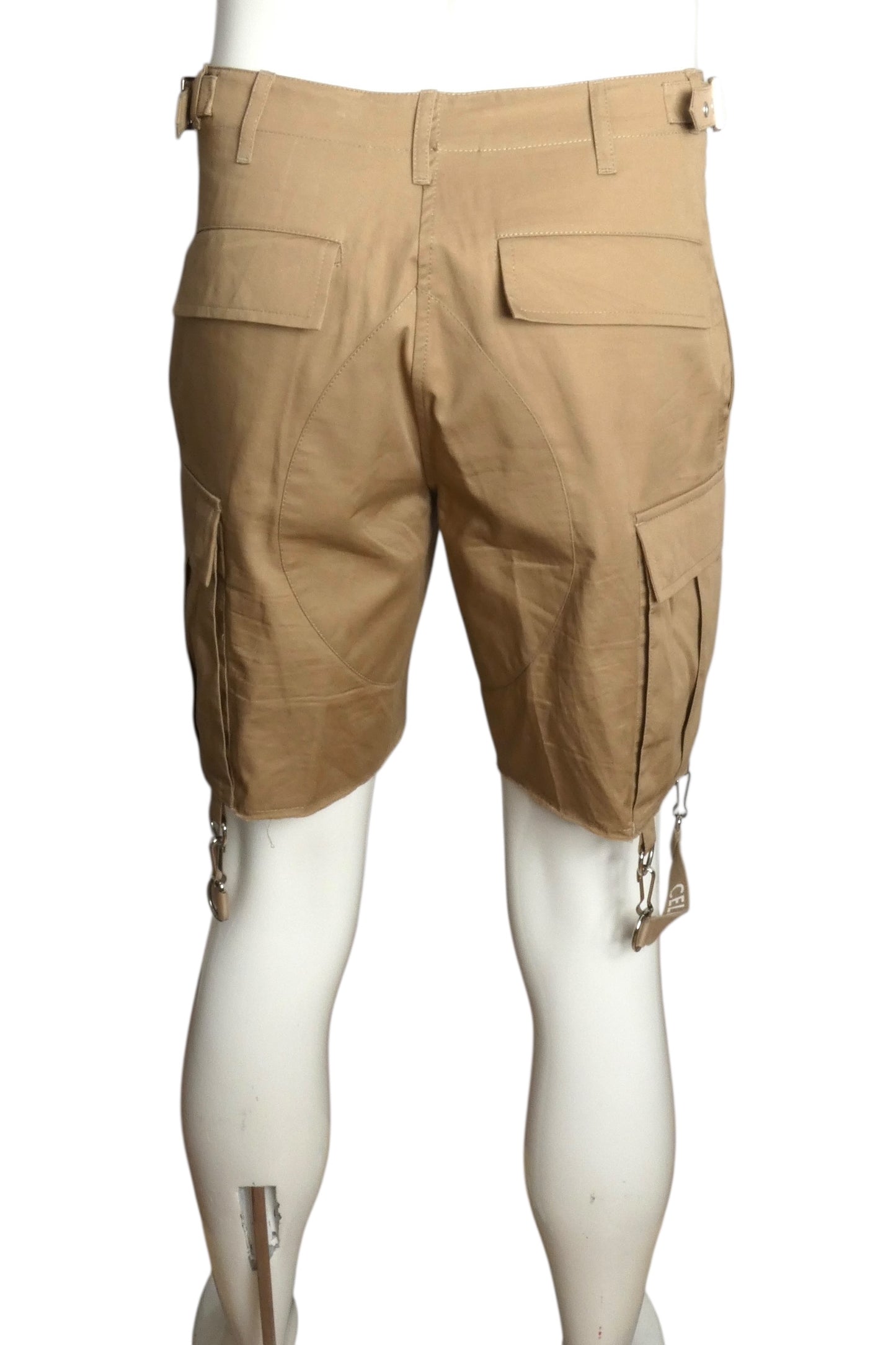 CELINE- Khaki Cotton Cargo Shorts, Waist-32