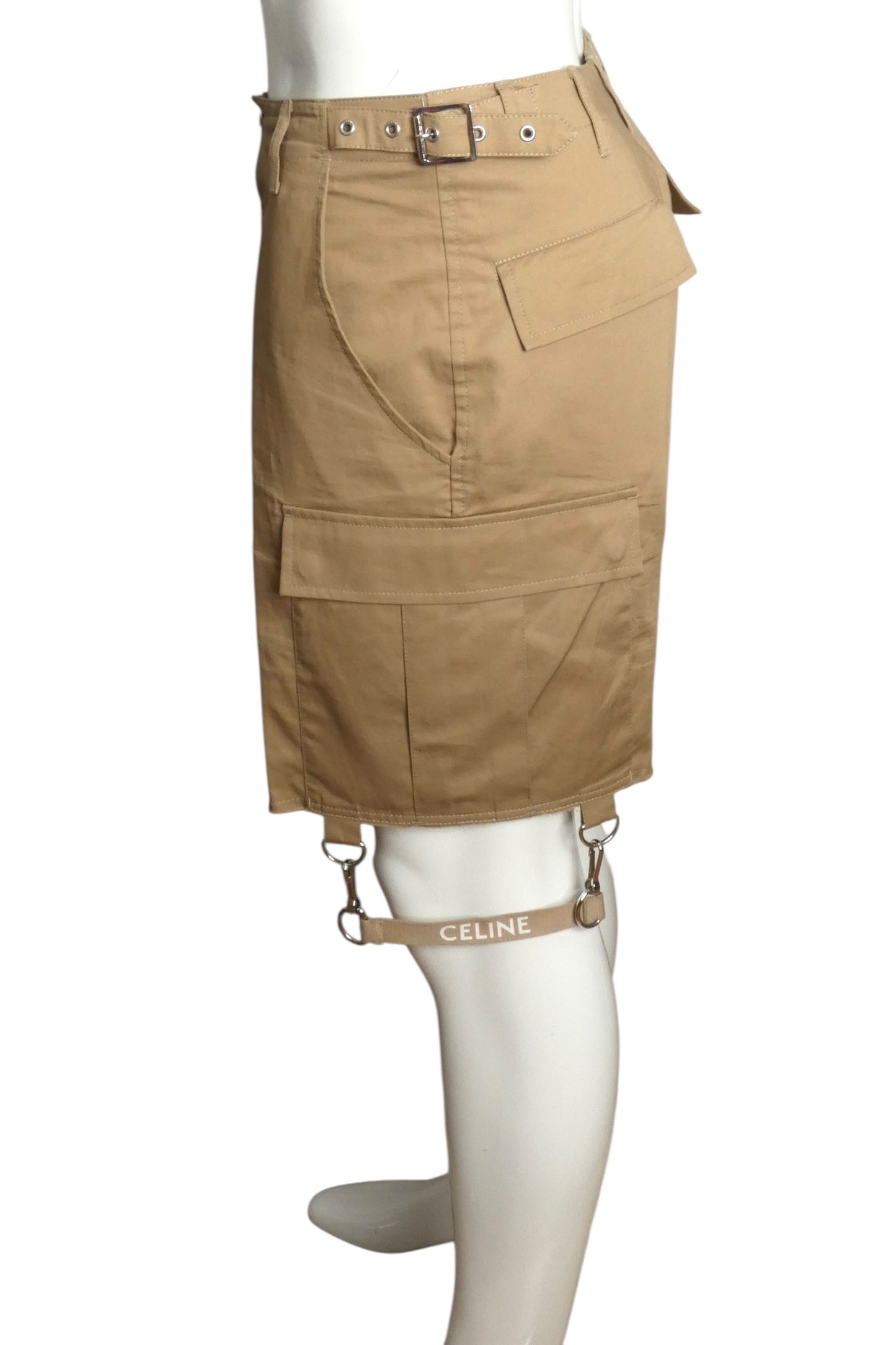 CELINE- Khaki Cotton Cargo Shorts, Waist-32