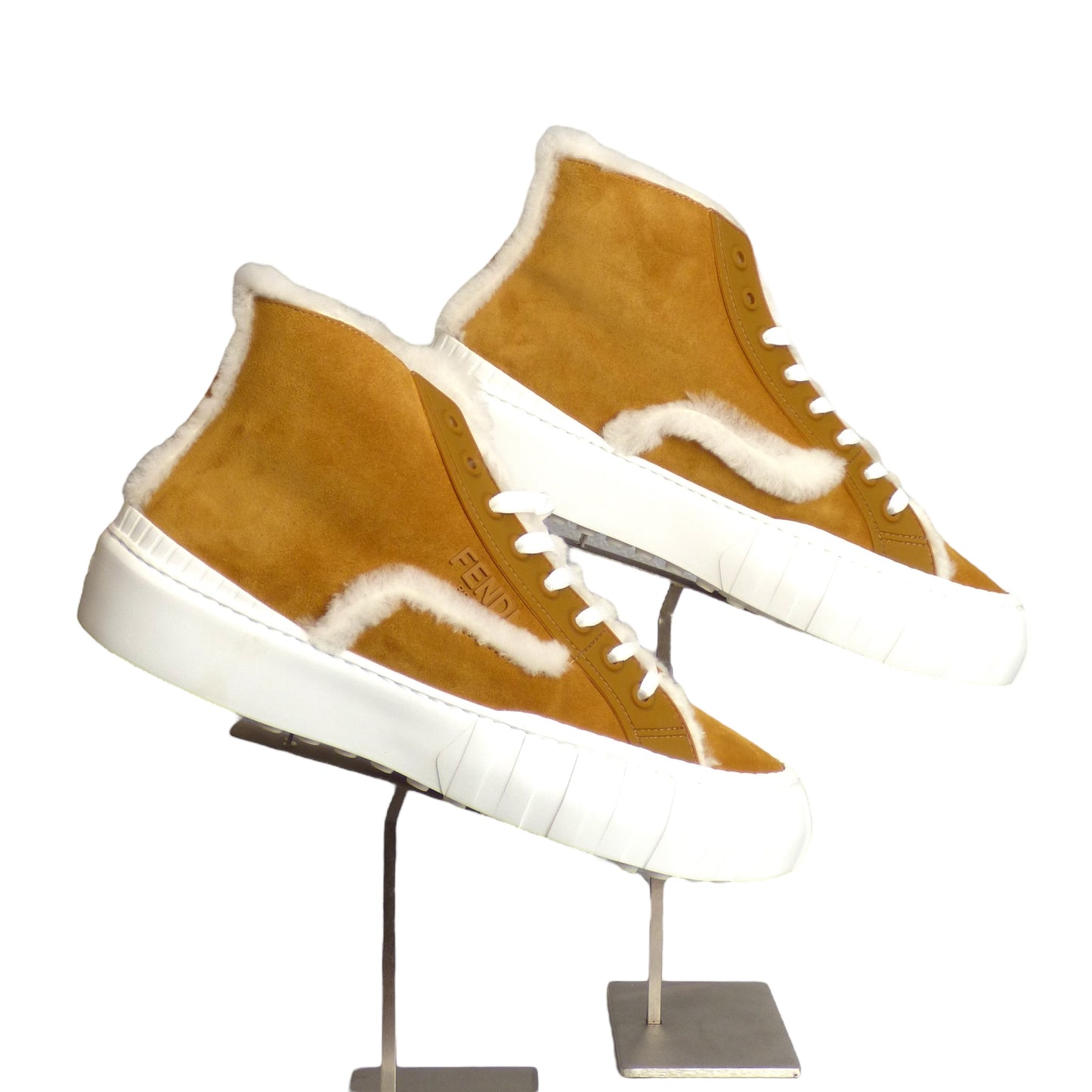 FENDI- NIB Shearling Force High Top Sneaker, Size 12