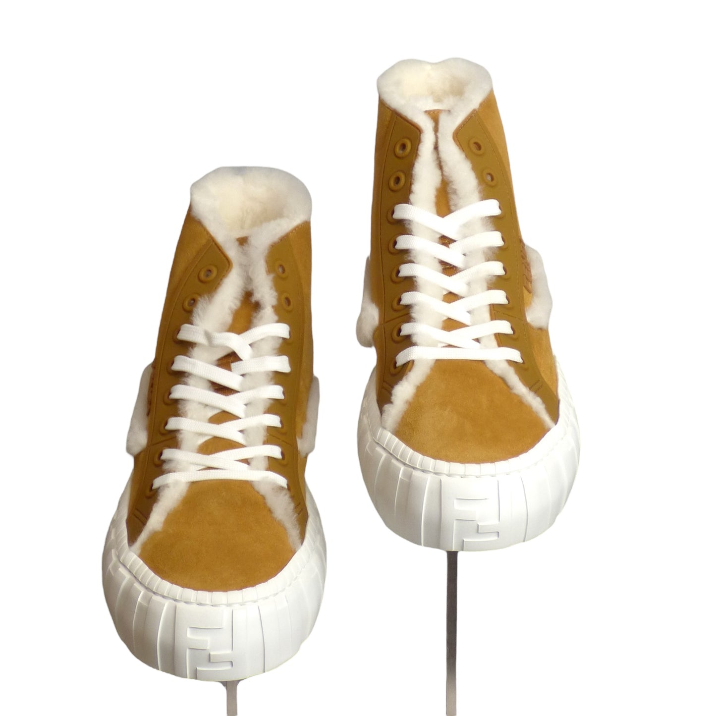 FENDI- NIB Shearling Force High Top Sneaker, Size 12