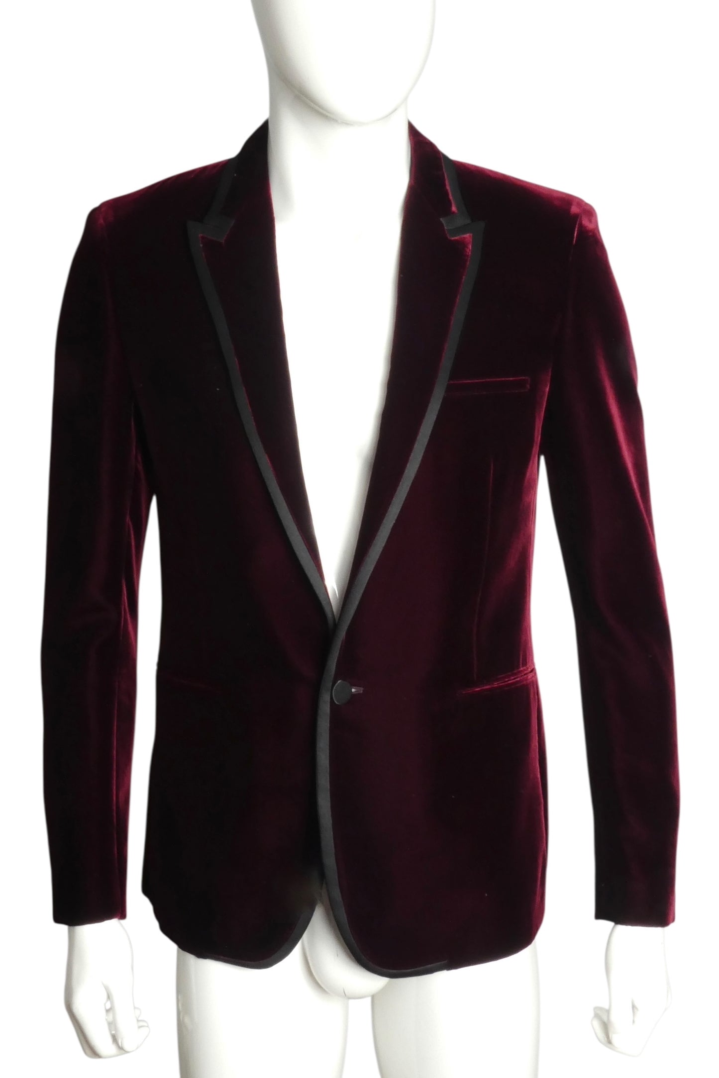 SAINT LAURENT- 2018 Burgundy Velvet Dinner Jacket, Size Medium
