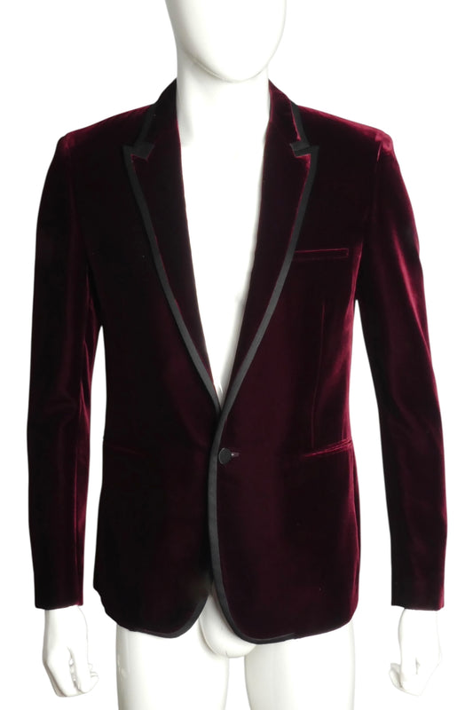 SAINT LAURENT- 2018 Burgundy Velvet Dinner Jacket, Size Medium