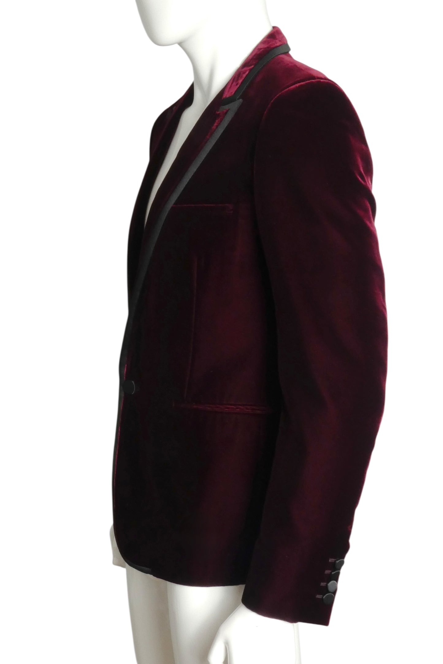 SAINT LAURENT- 2018 Burgundy Velvet Dinner Jacket, Size Medium