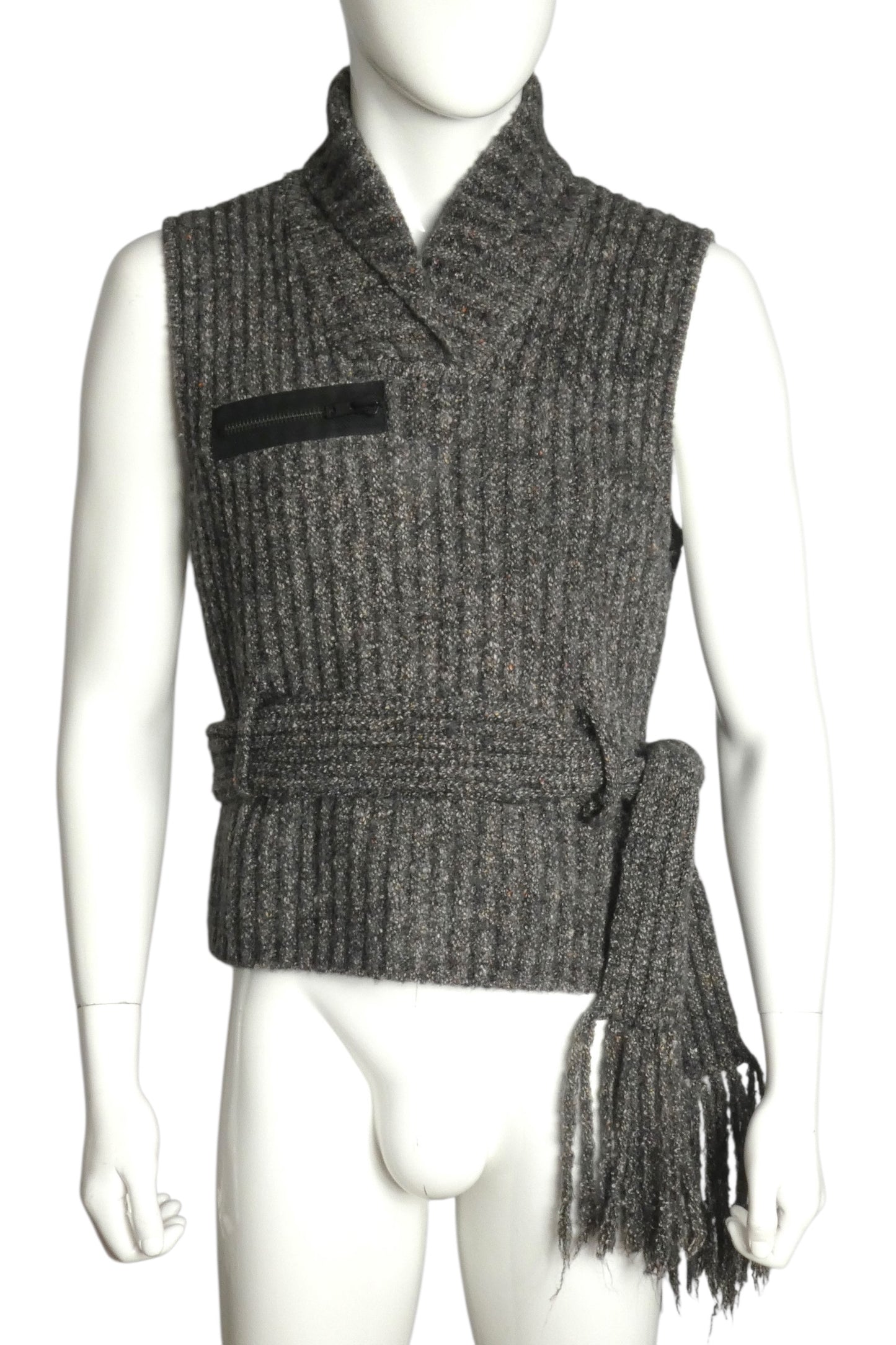 Belted Sweater Vest, Size Small