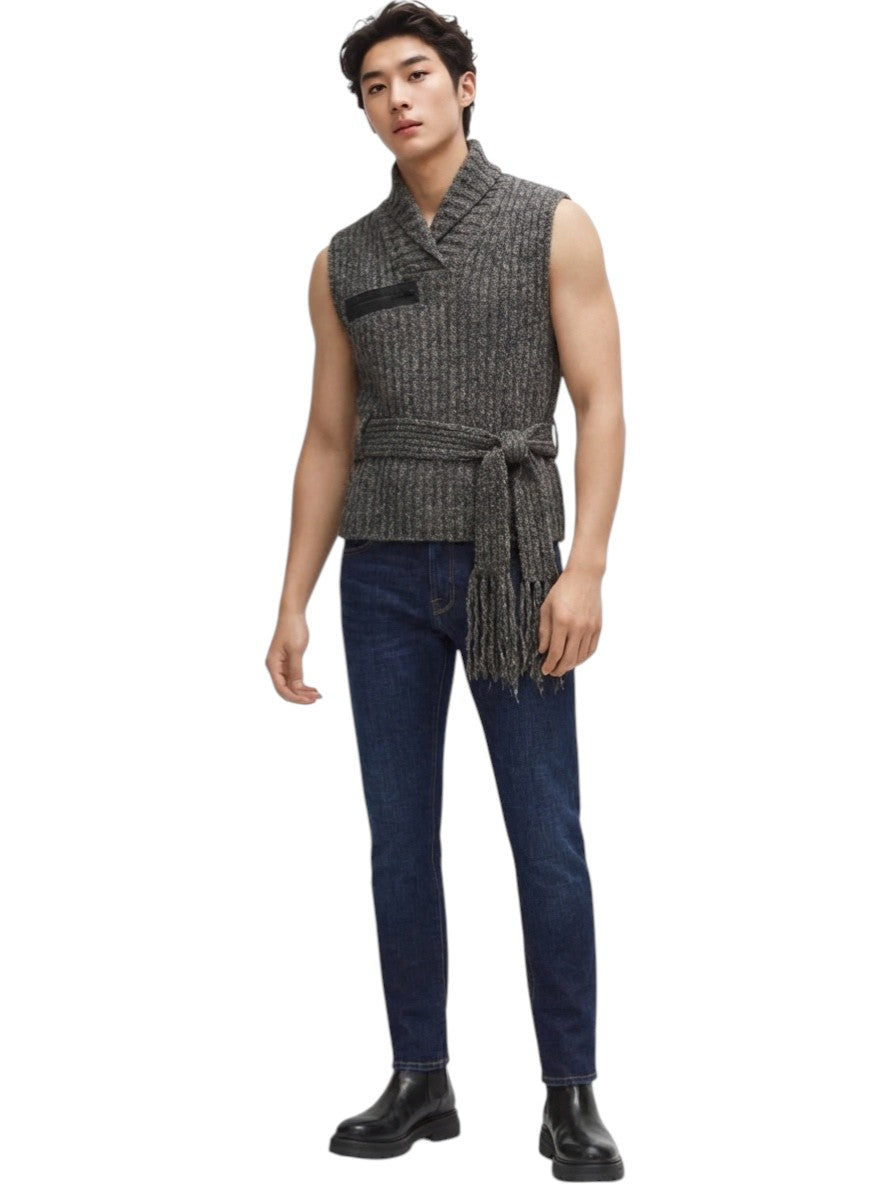 Belted Sweater Vest, Size Small