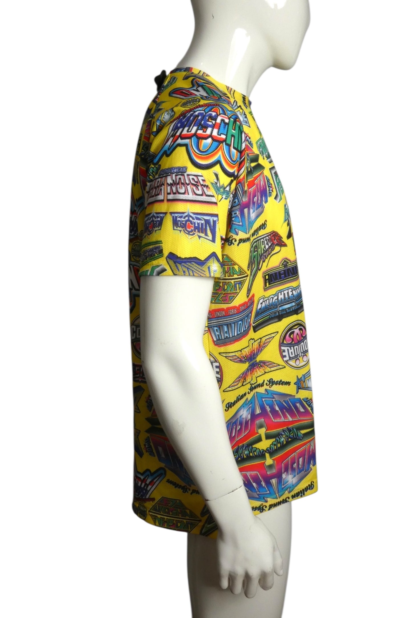 MOSCHINO COUTURE- Logo Print Mesh T-Shirt, Size Large