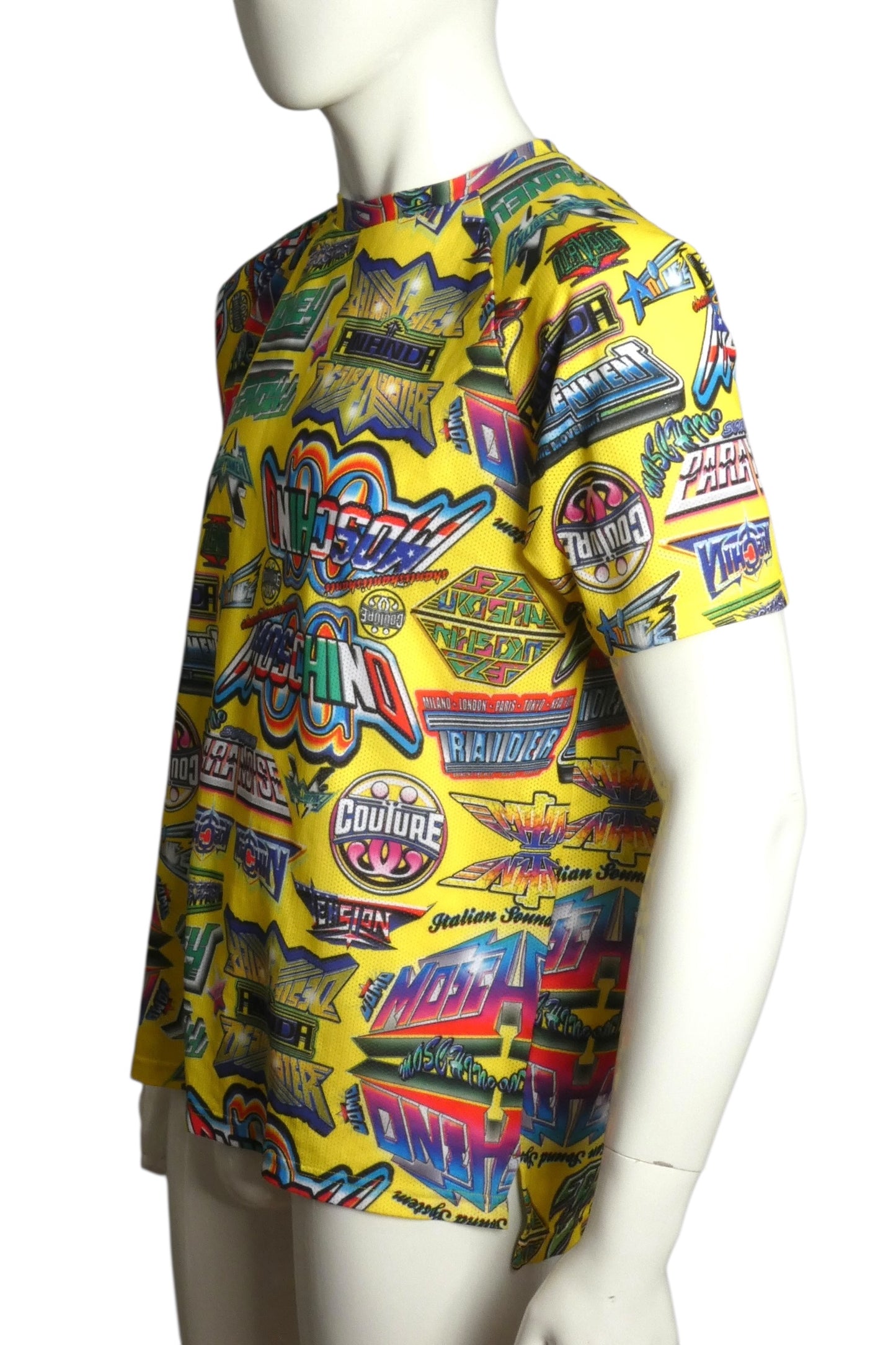 MOSCHINO COUTURE- Logo Print Mesh T-Shirt, Size Large