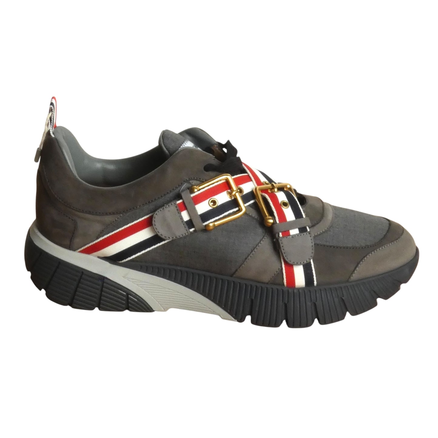 THOM BROWNE-NWT Striped Flannel & Suede Sneakers, Size10