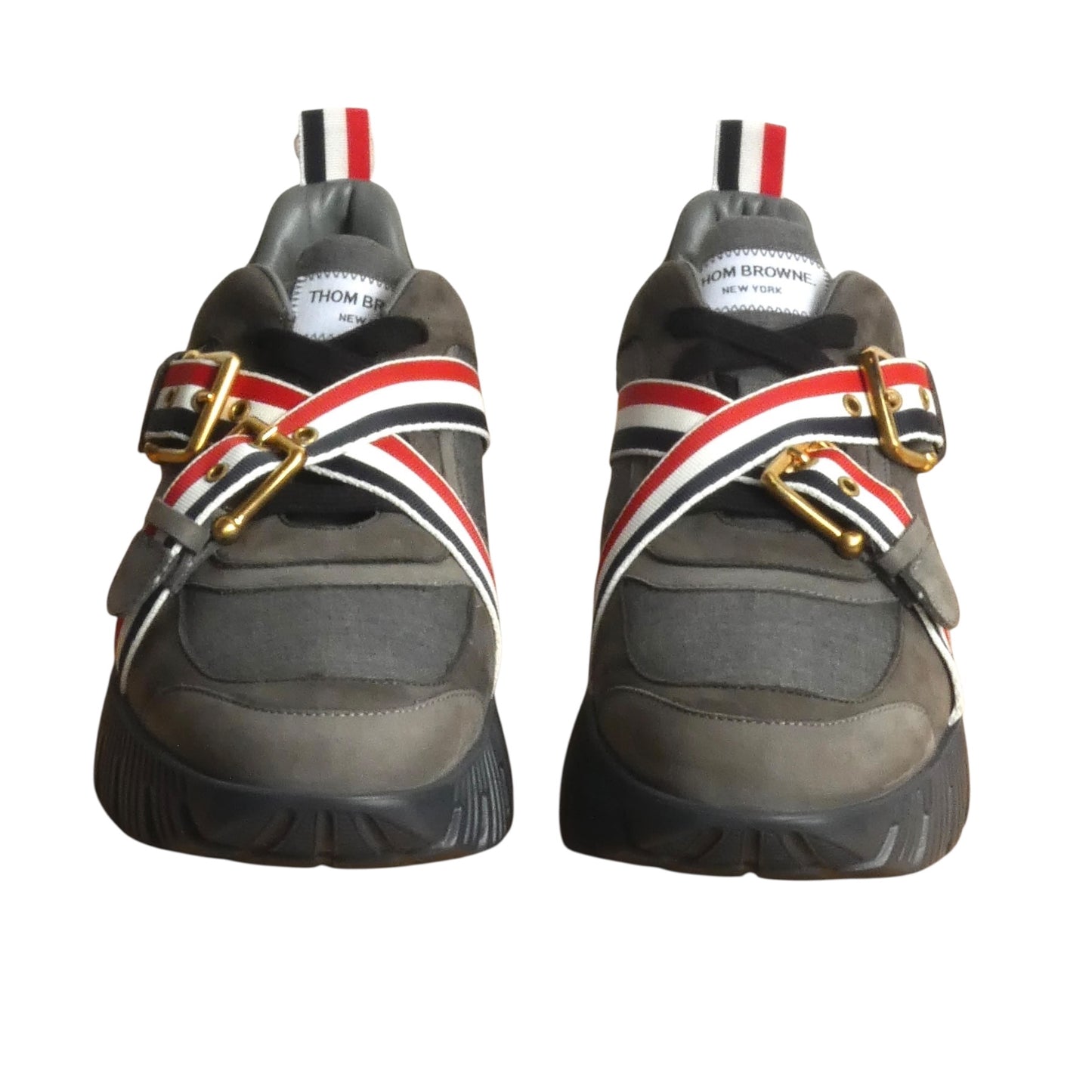 THOM BROWNE-NWT Striped Flannel & Suede Sneakers, Size10