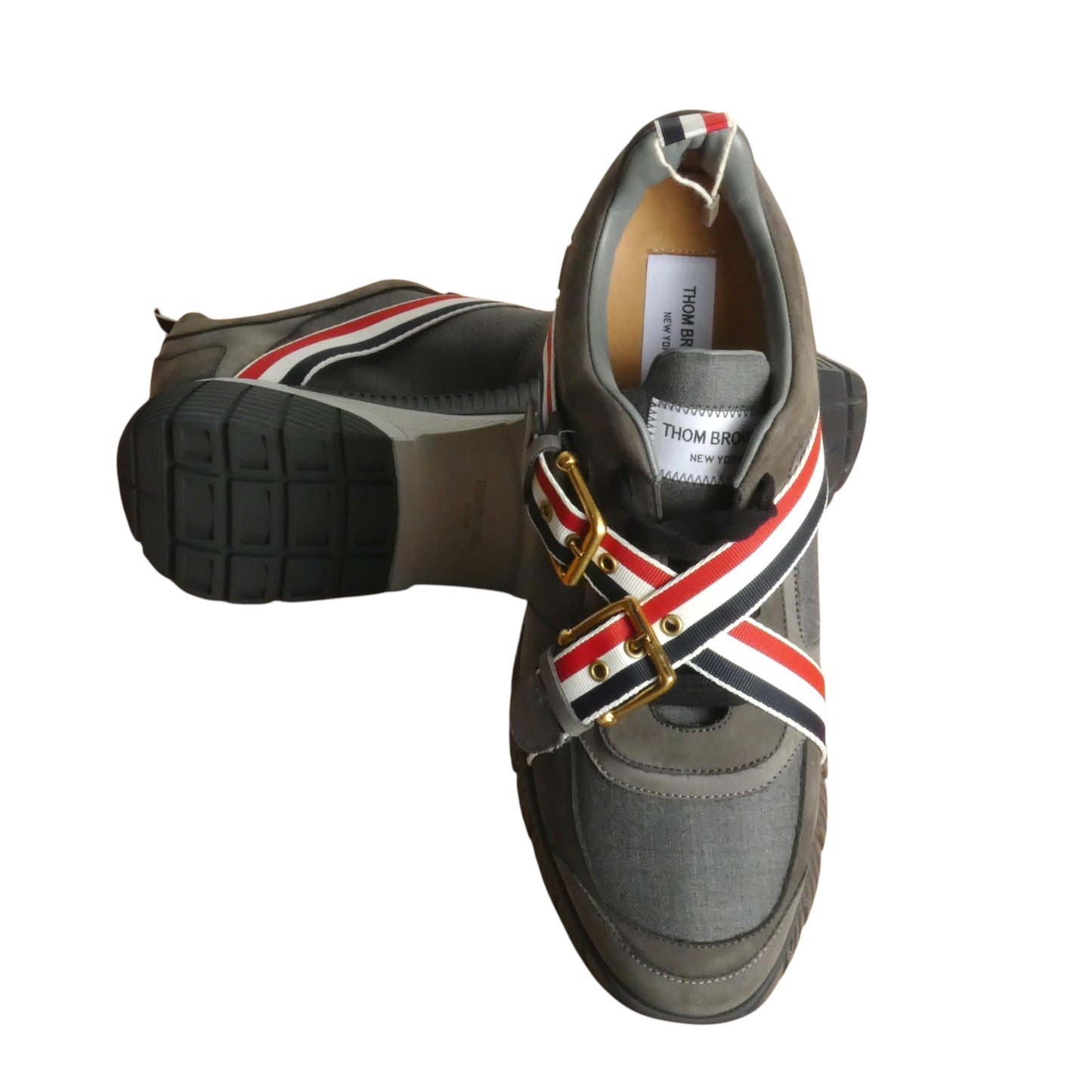 THOM BROWNE-NWT Striped Flannel & Suede Sneakers, Size10