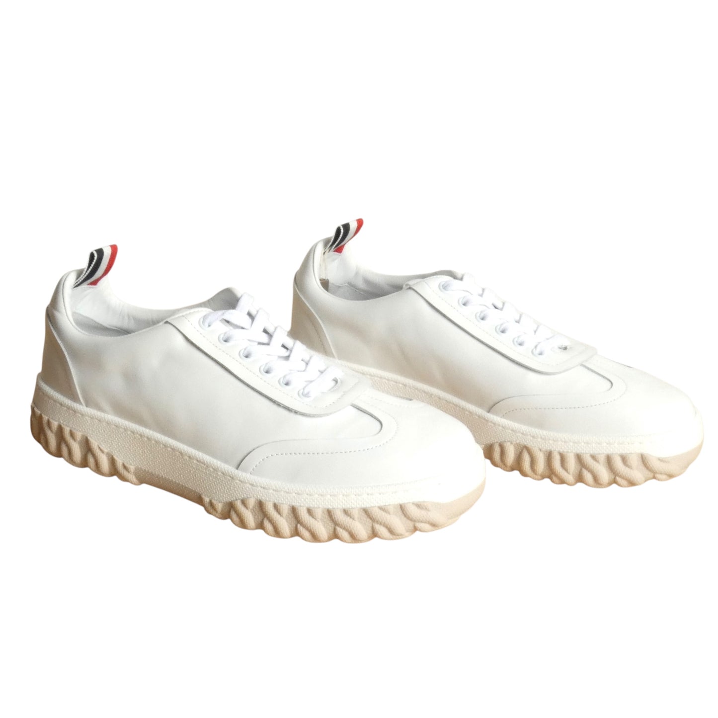 THOM BROWNE-NWT Leather Field Sneakers, Size-8