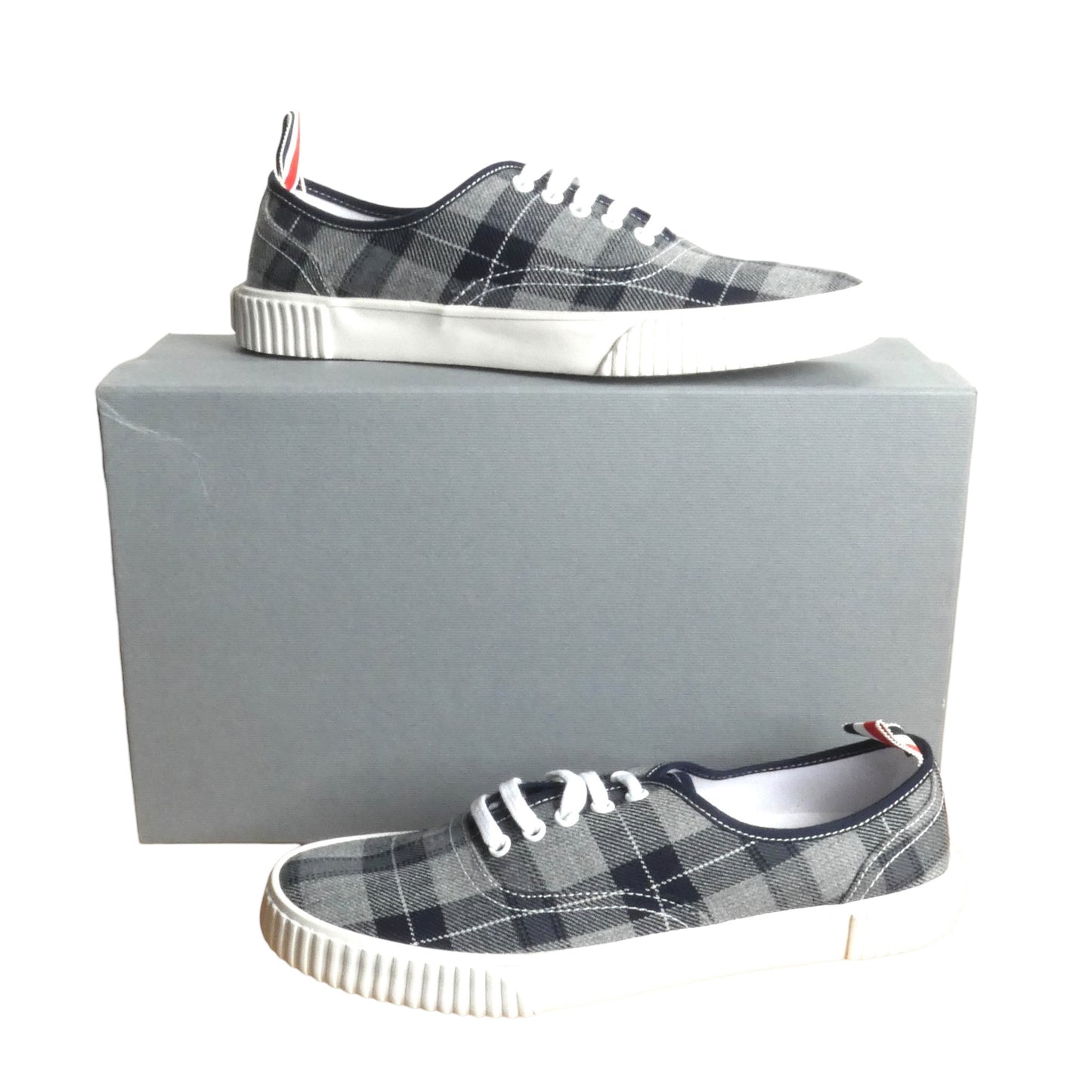 THOM BROWNE-NWT Tartan Wool Heritage Trainers, Size-8