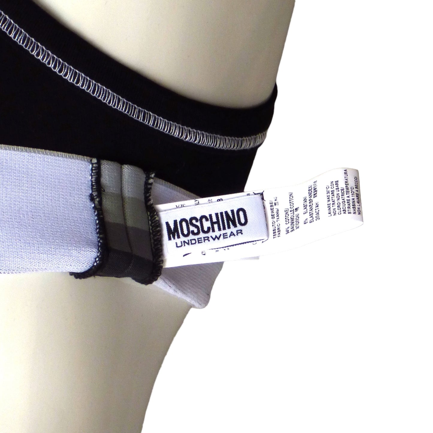 MOSCHINO UNDERWEAR- NIB Black Top Stitch Brief, W-26