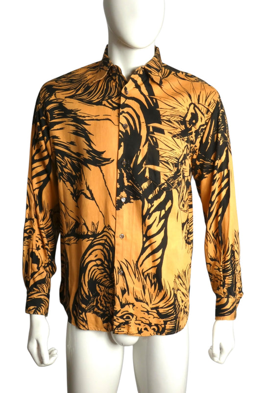 MOSCHINO CHEAP & CHIC- 1990s L/S Graphic Print Cotton Shirt, Size Large