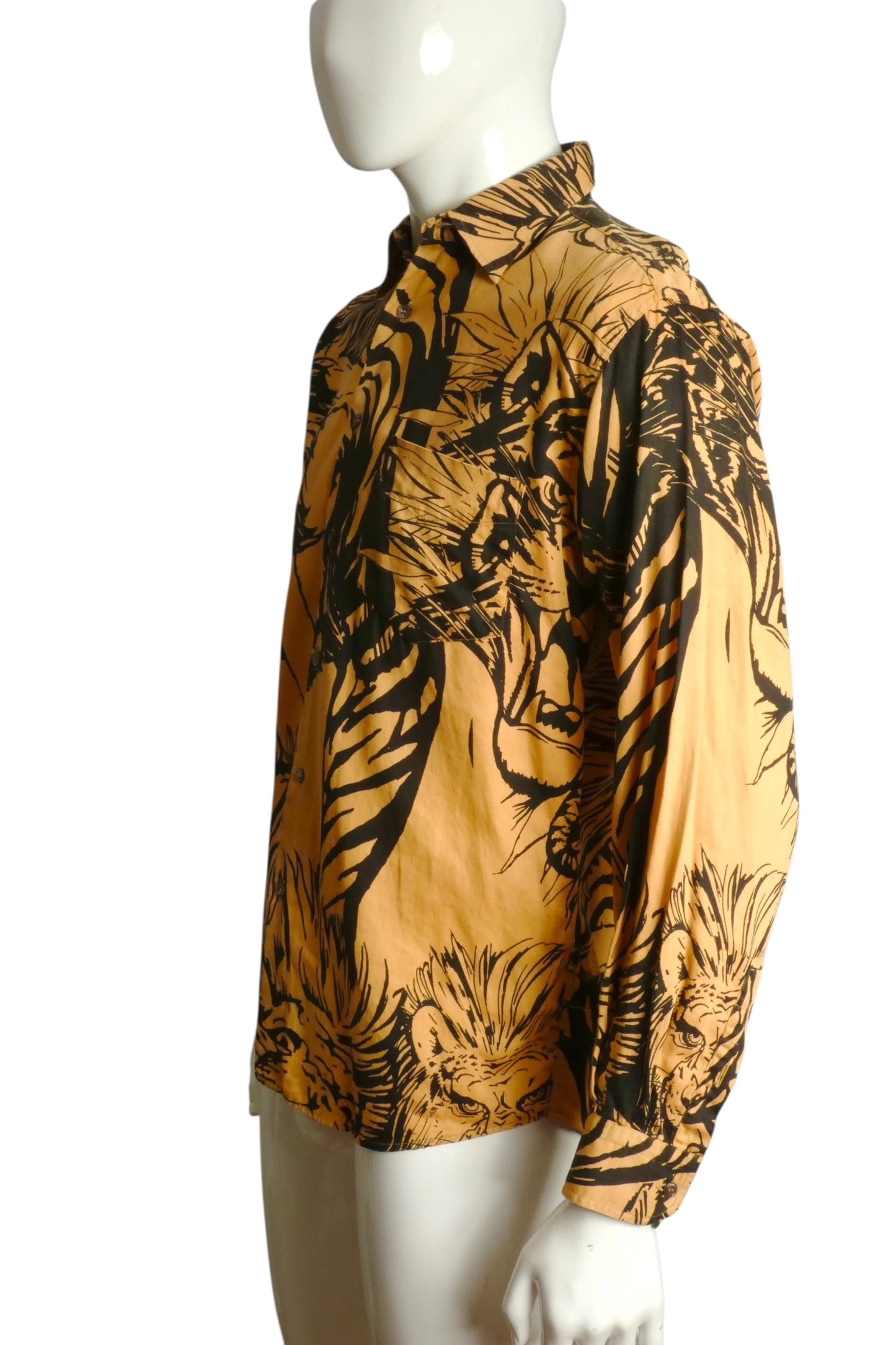 MOSCHINO CHEAP & CHIC- 1990s L/S Graphic Print Cotton Shirt, Size Large