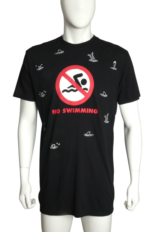 MOSCHINO MARE- Black "No Swimming" Graphic T-Shirt, Size Large