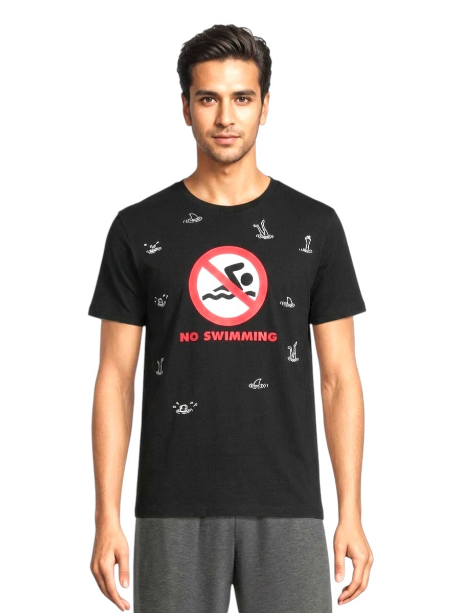 Black "No Swimming" T-Shirt, Size Large