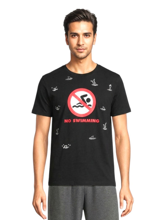 Black "No Swimming" T-Shirt, Size Large