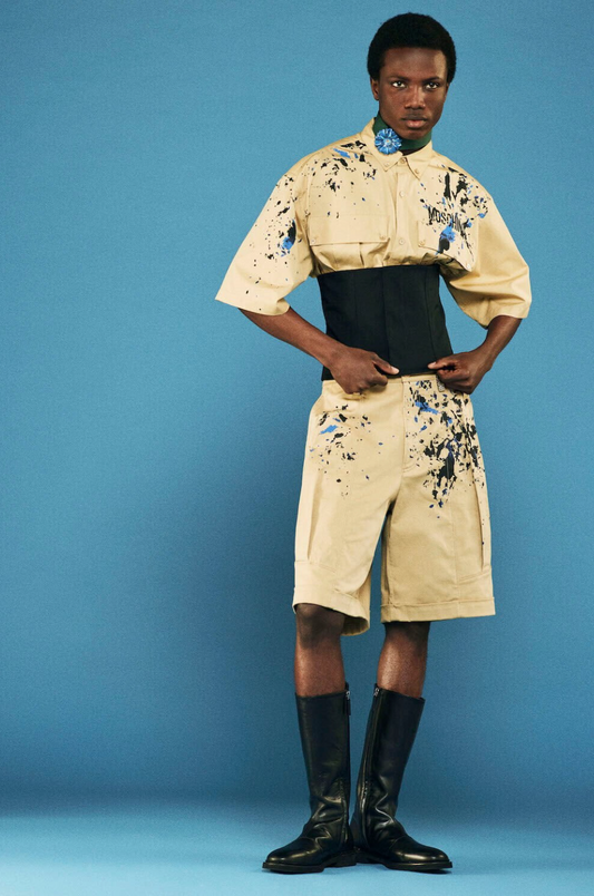 MOSCHINO COUTURE- 2024 Graphic Print Cotton S/S Shirt, Size Large