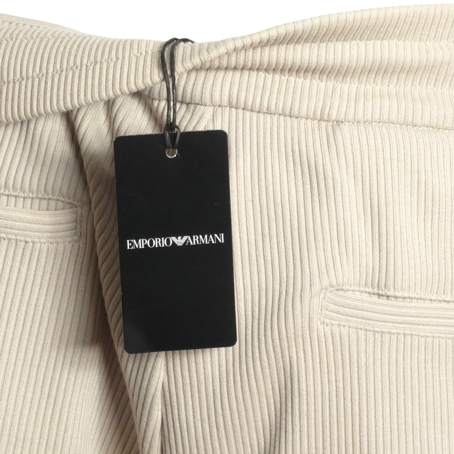 EMPORIO ARMANI- NWT Beige Ribbed Knit Shorts, Size XL