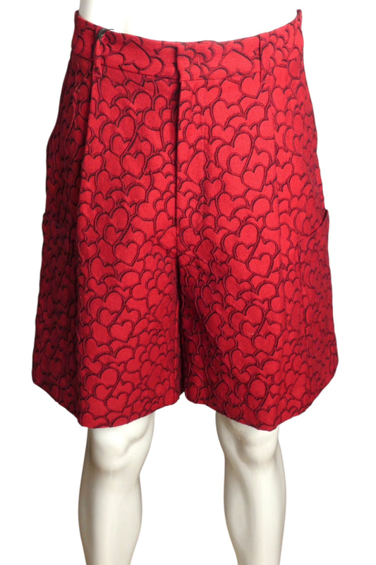 EMPORIO ARMANI X MON AMOUR- NWT 2023 Red Heart Brocade Cargo Shorts, Waist 34