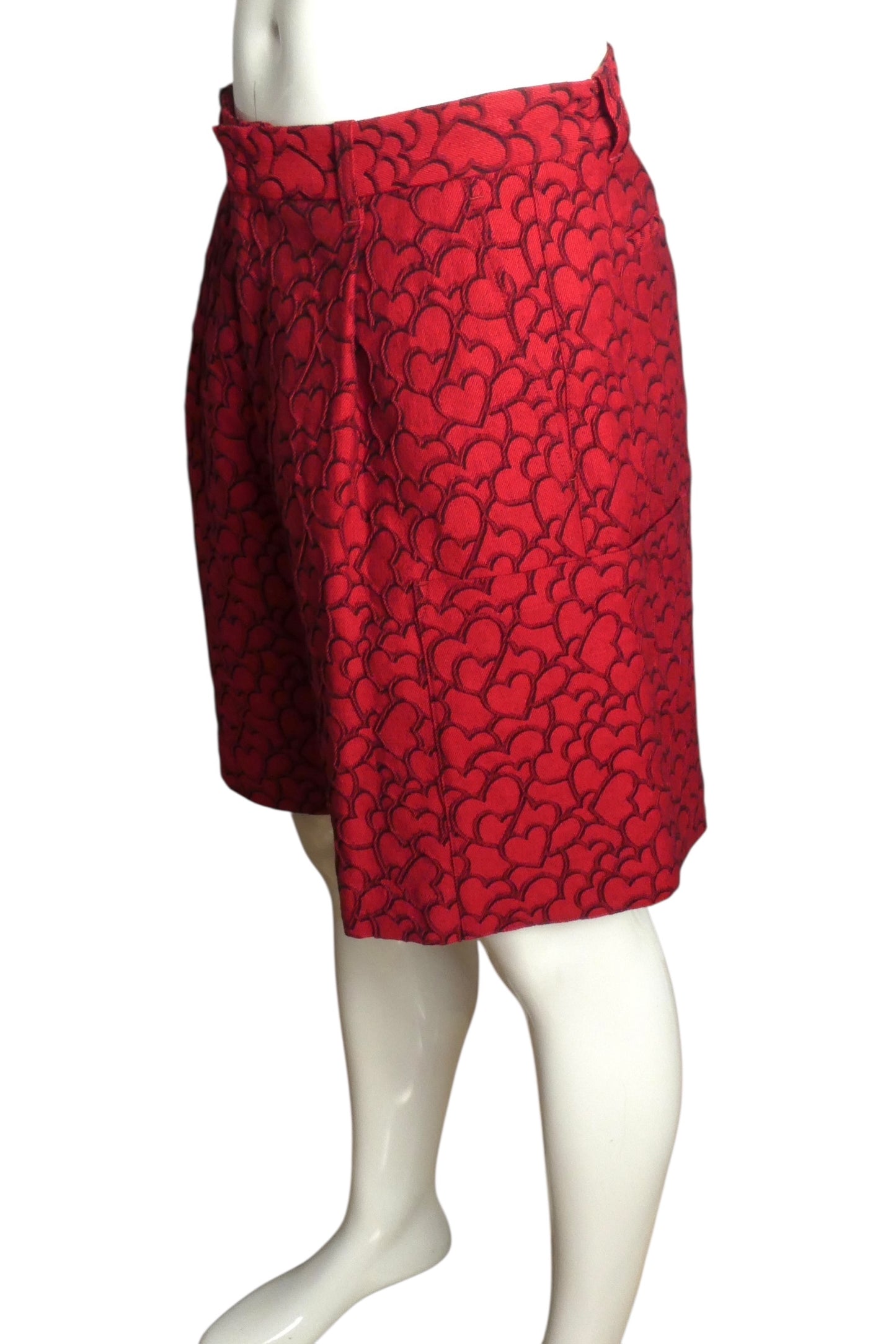 EMPORIO ARMANI X MON AMOUR- NWT 2023 Red Heart Brocade Cargo Shorts, Waist 34
