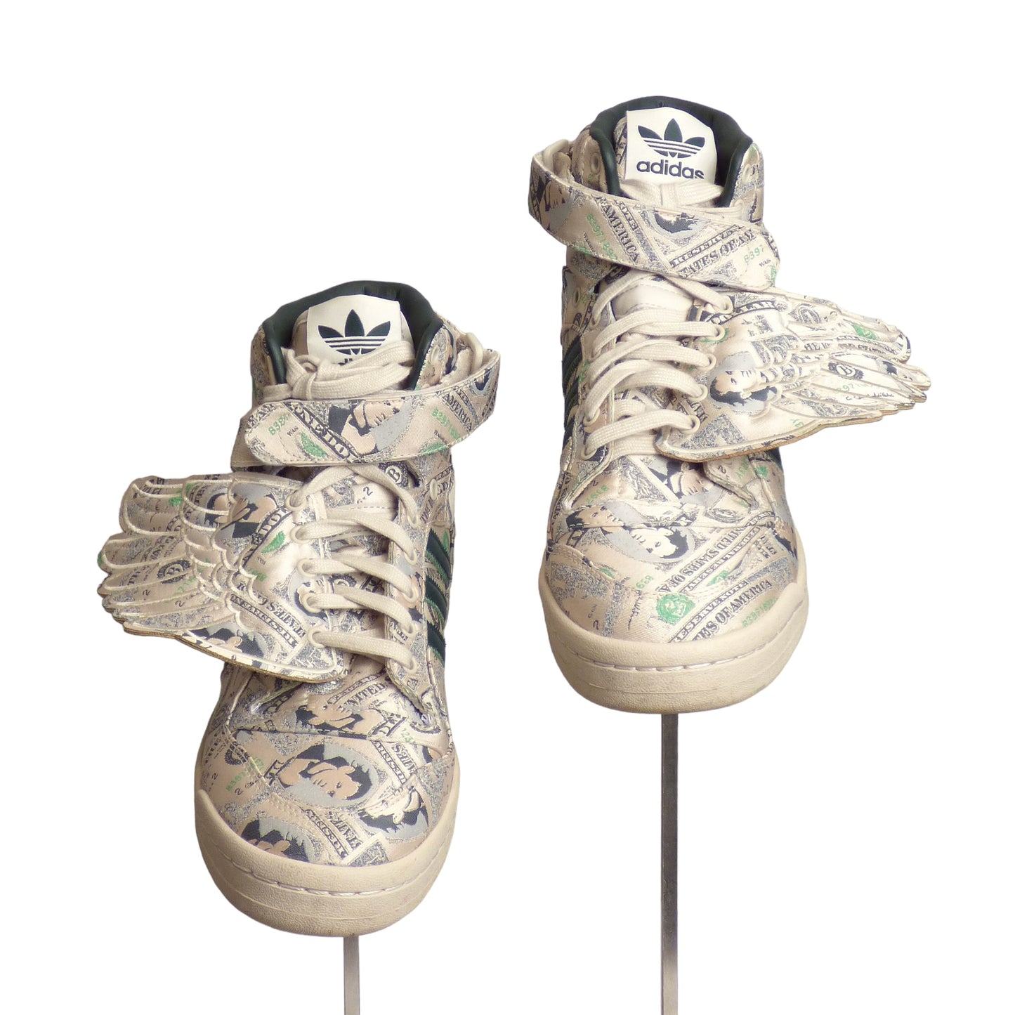 JEREMY SCOTT X ADIDAS-2021 Winged Money High Top Sneakers, Size-9