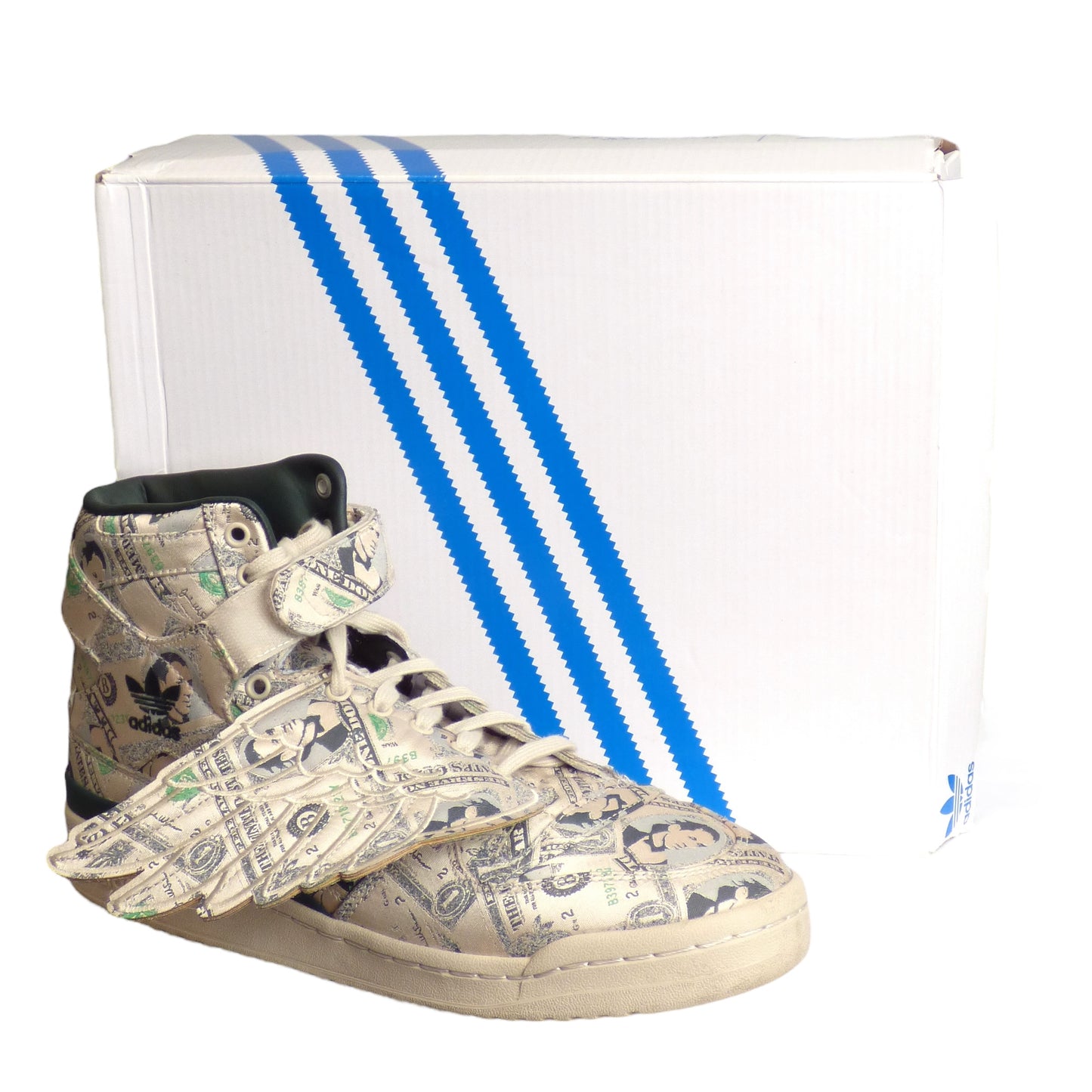 JEREMY SCOTT X ADIDAS-2021 Winged Money High Top Sneakers, Size-9