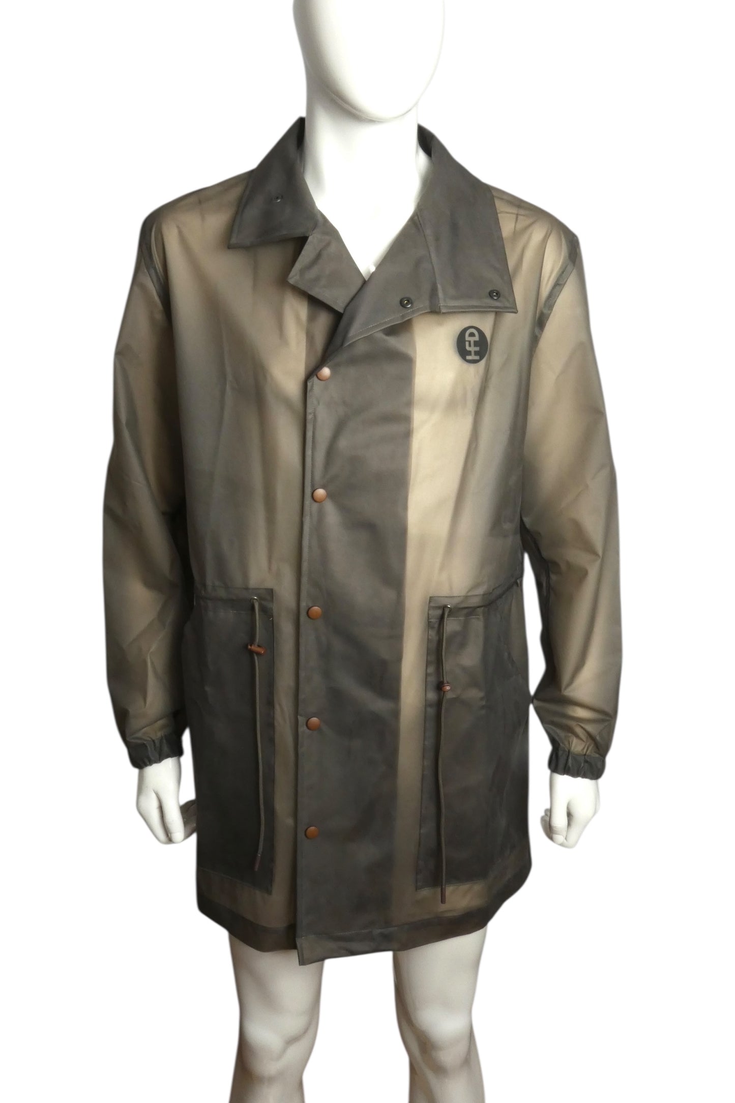 NWT Grey PVC Raincoat, Size Medium