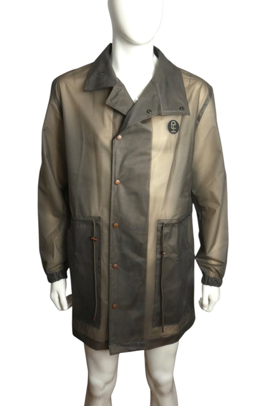 NWT Grey PVC Raincoat, Size Medium