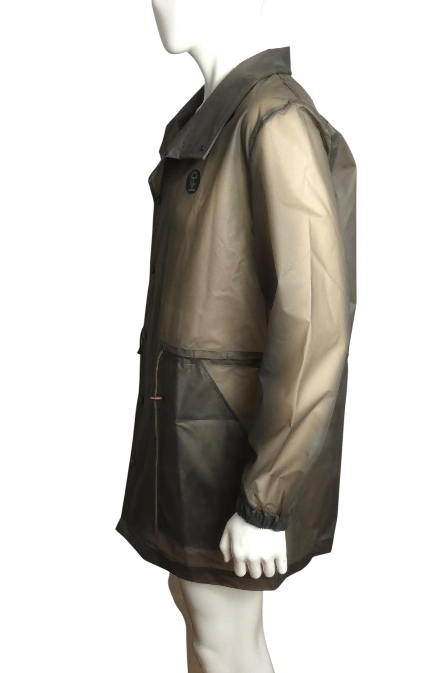 NWT Grey PVC Raincoat, Size Medium