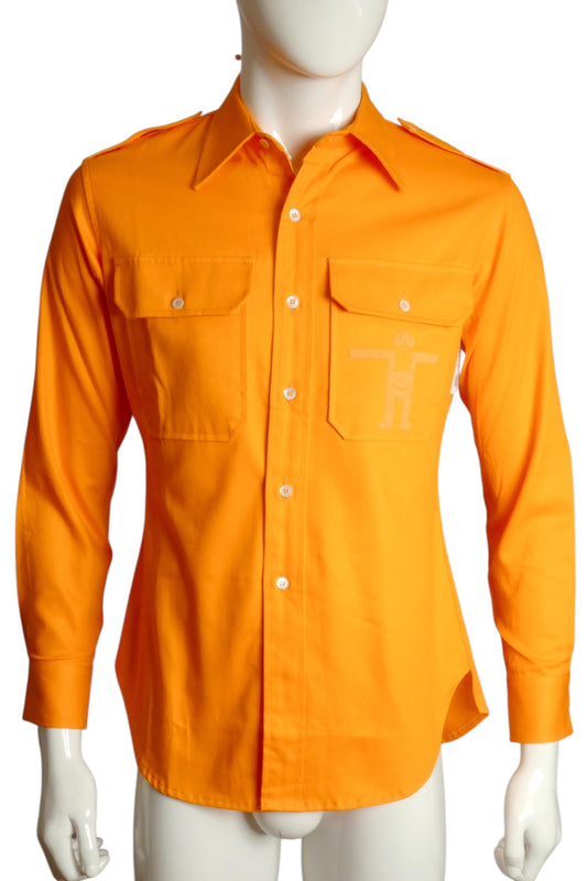 WALTER VAN BEIRENDONCK- NWT Orange Cotton L/S Shirt, Size Small