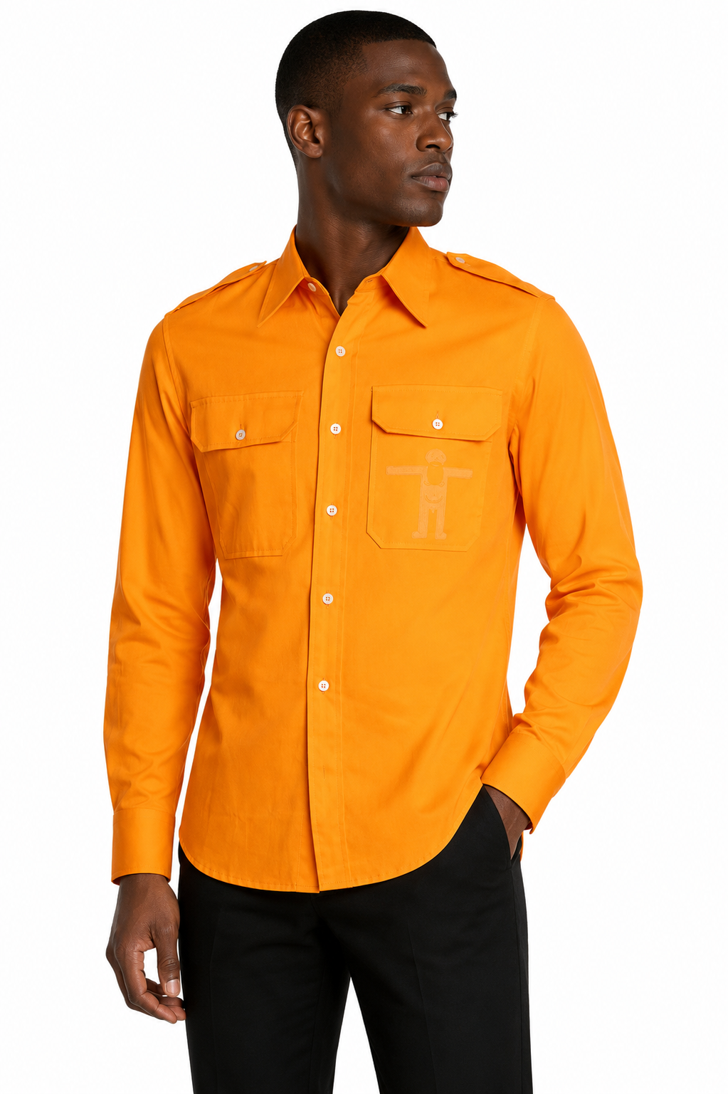 WALTER VAN BEIRENDONCK - NWT Orange L/S Shirt, Size Small