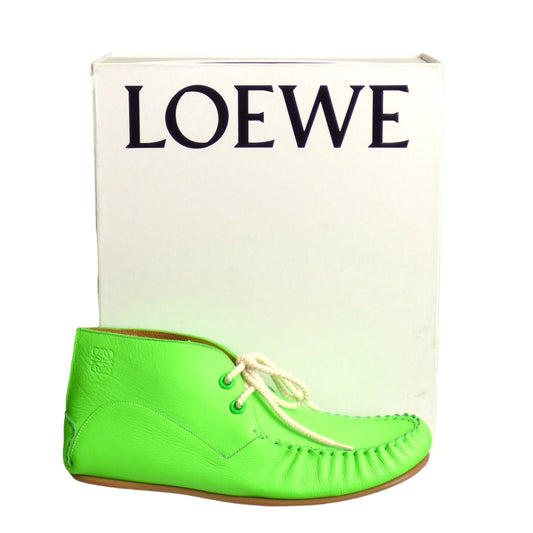 LOEWE- NIB 2022 Lime Soft Lace Up Moccasins, Size 11